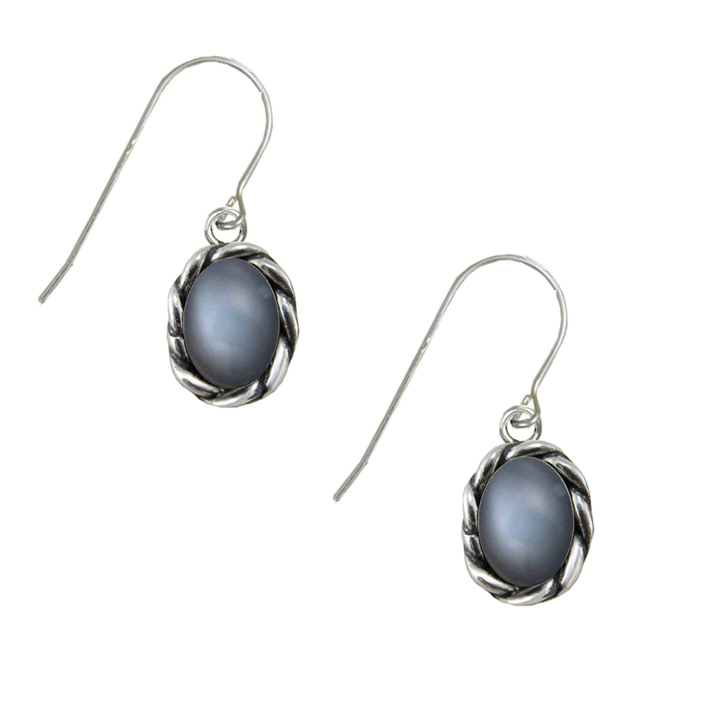 Sterling Silver Little Grey Moonstone Gemstone Drop Dangle Earrings